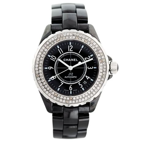 small ladies chanel watch 18k diamond bezel black|Chanel Black Watch With Diamonds .